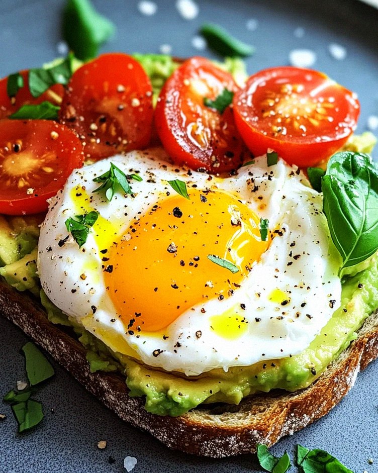Avocado Toast mit Ei und Tomaten