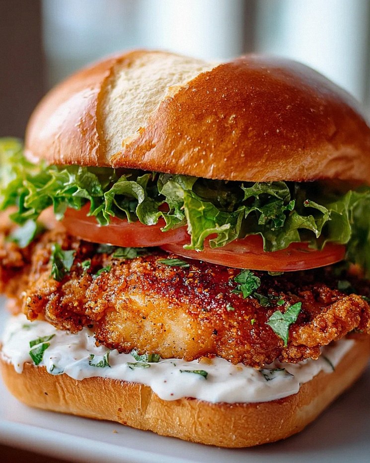 Cajun Crispy Chicken Sandwich mit Knoblauch-Aioli Rezept