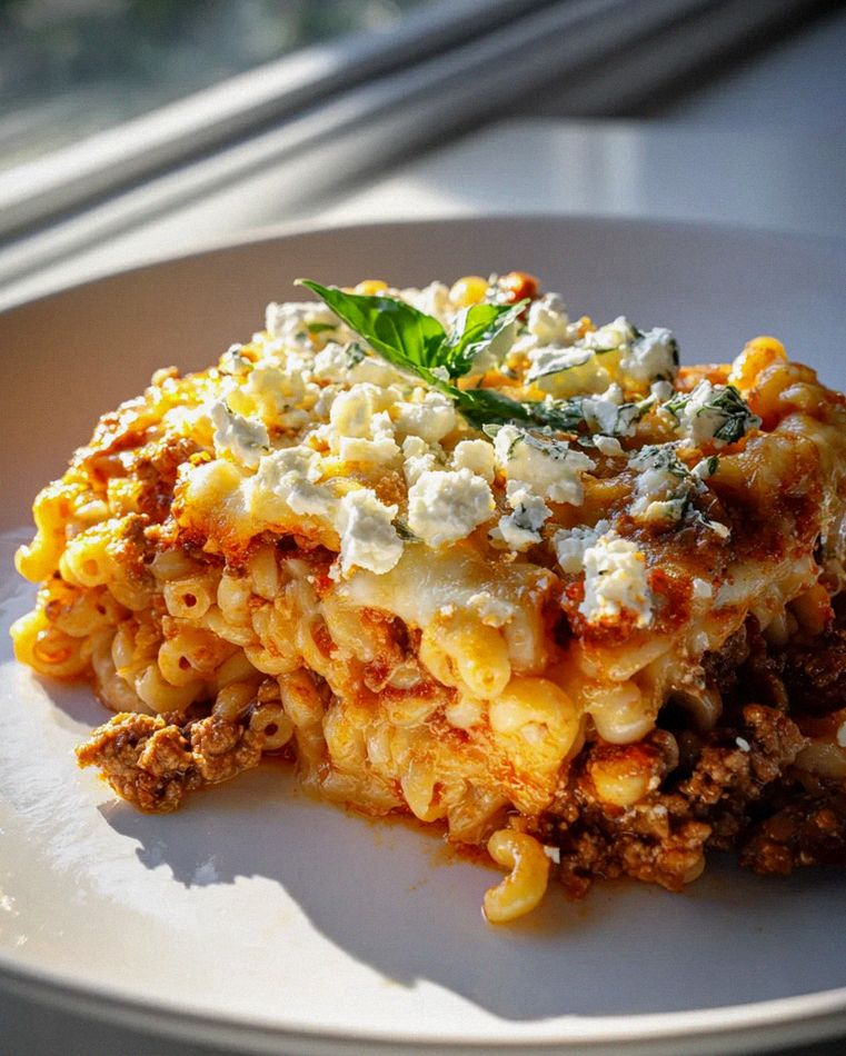 Griechischer Nudelauflauf mit Feta & saftigem Hackfleisch
