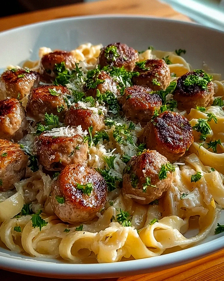 Knoblauchbutter-Wurstbisse mit cremiger Parmesan-Pasta – Schritt 2