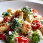 One Pan Brokkoli Schupfnudeln mit Hirtenkäse und Tomaten