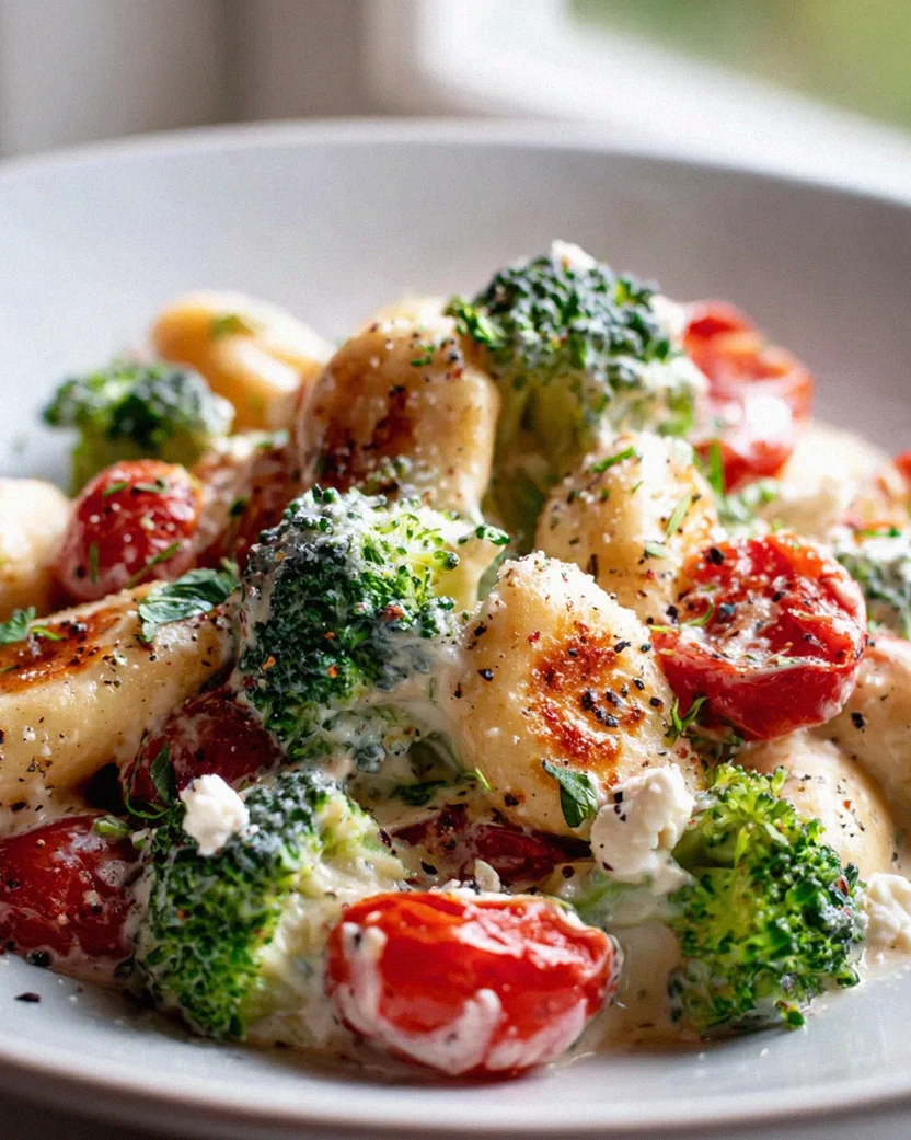 One Pan Brokkoli Schupfnudeln mit Hirtenkäse und Tomaten – Schritt 1