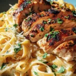 Pasta Alfredo mit gebratenem Hähnchen
