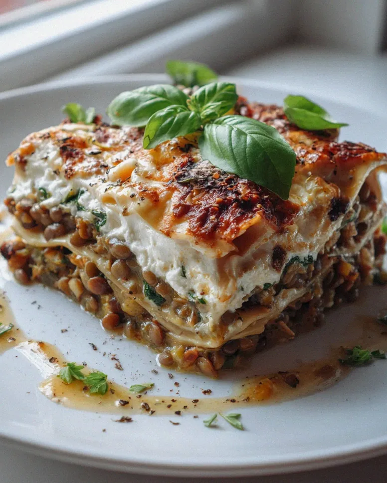 Proteinreiche Gemüse-Lasagne mit Linsen und Ricotta
