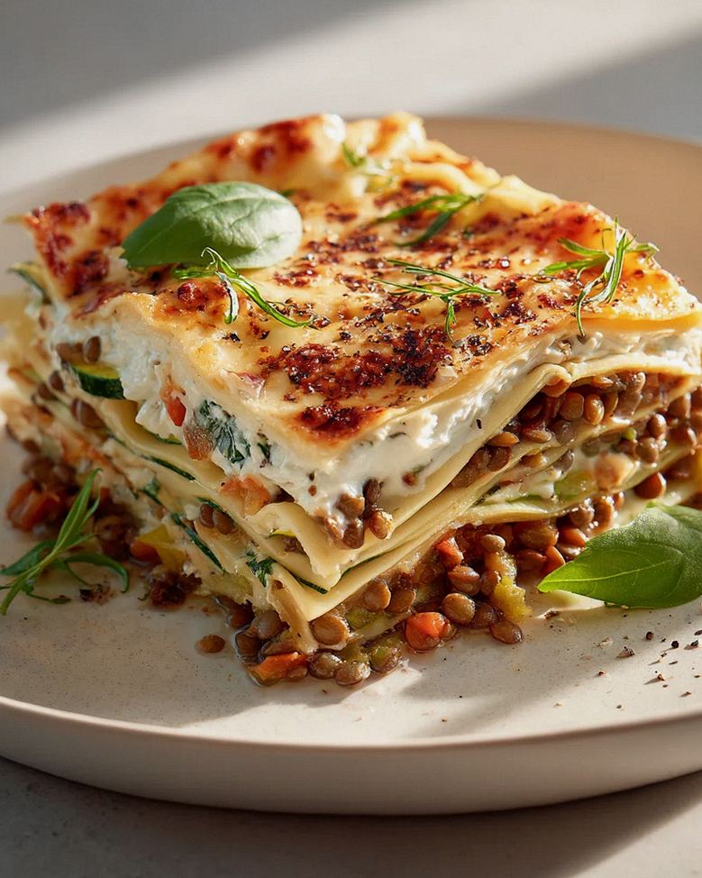 Proteinreiche Gemüse-Lasagne mit Linsen und Ricotta – Schritt 2