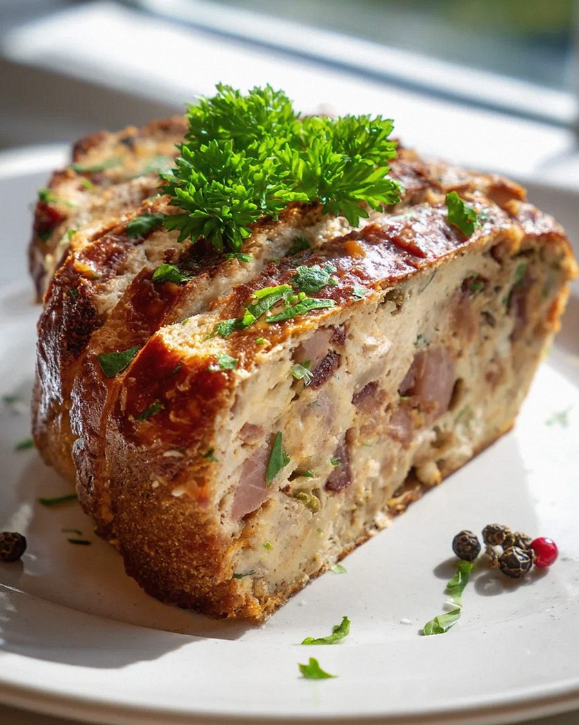 Traditioneller deutscher Potthucke mit Rinderschinkenstücken – Schritt 2