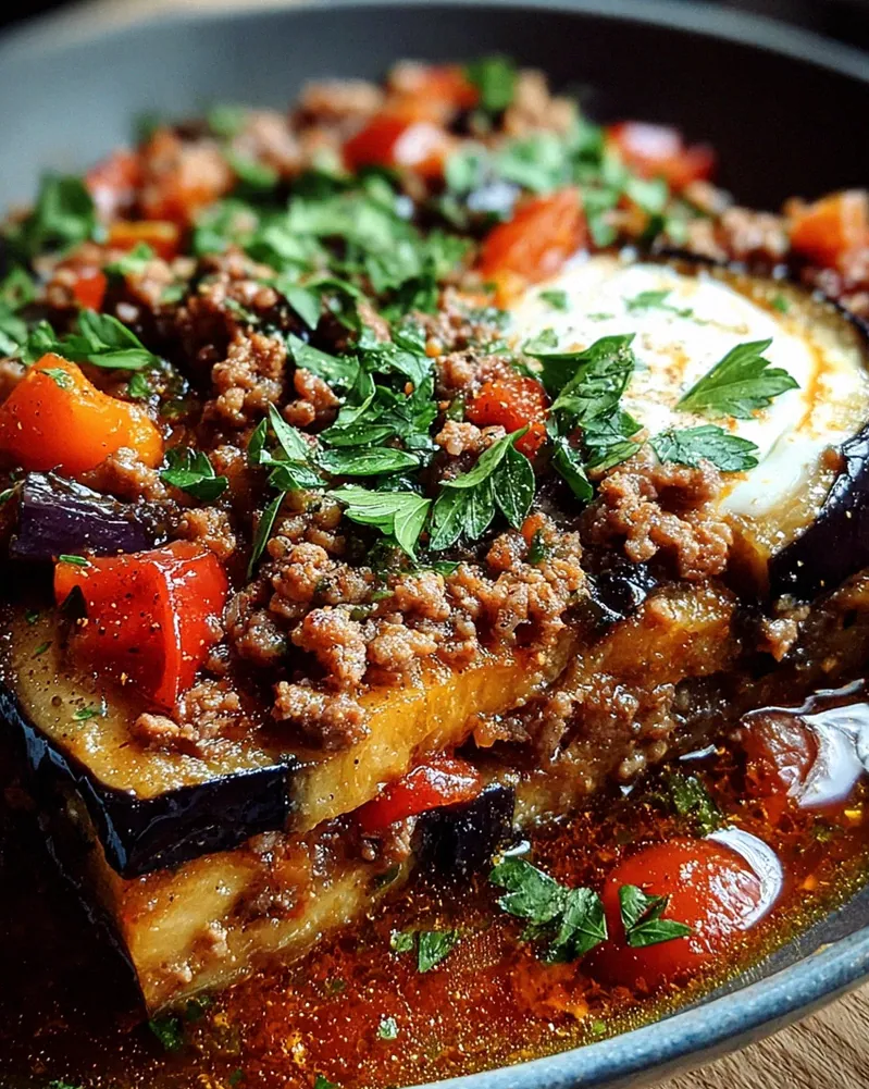 Türkische Auberginen-Hackfleisch-Pfanne – Schritt 1